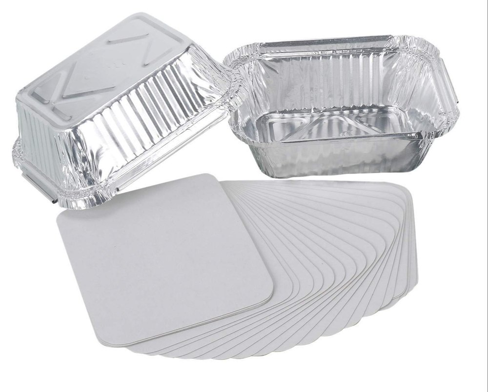 Rectangular 450 ML Silver Aluminum Foil Disposable Food Containers, For Utility Dishes