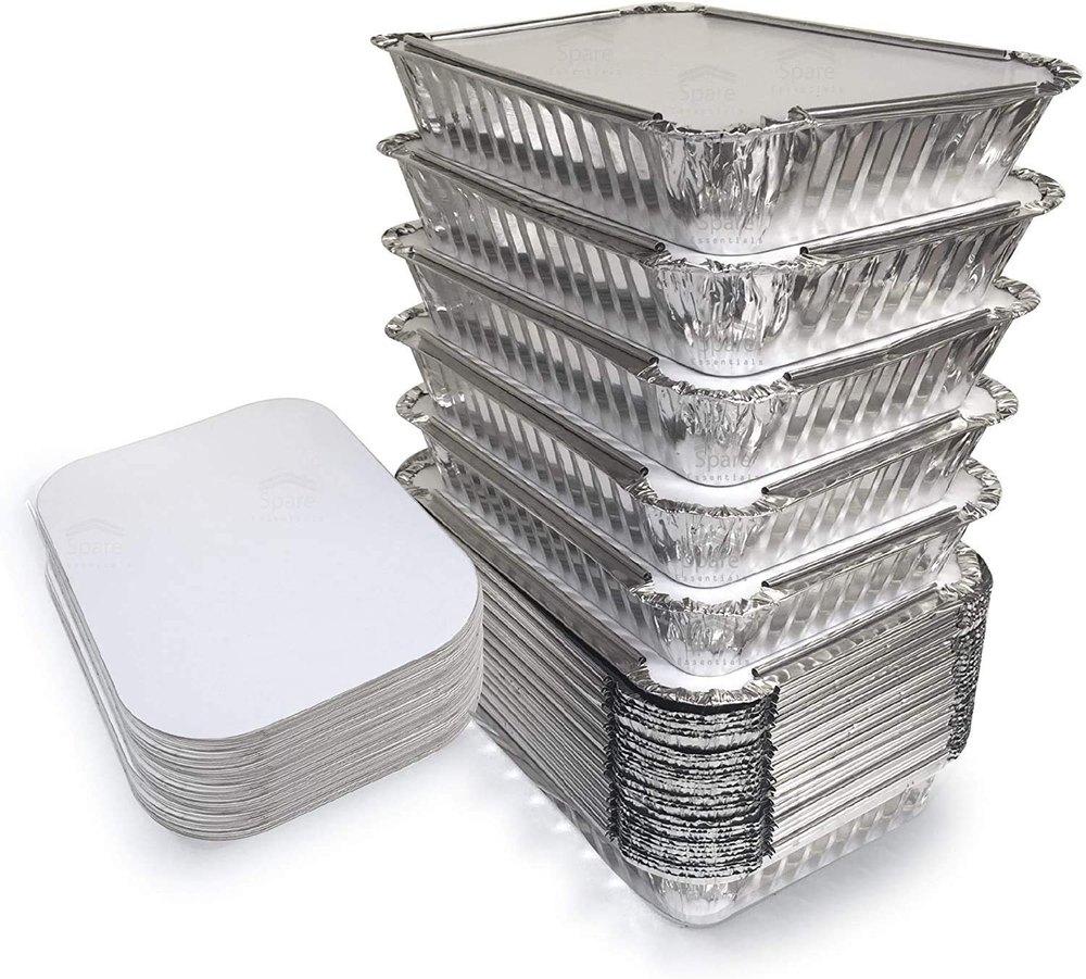 Silver Rectangular Aluminium Packaging Container, Capacity: 500 Gm