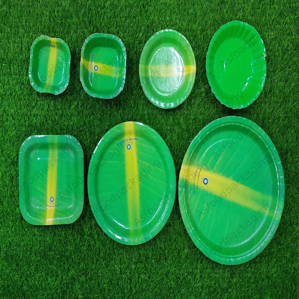 Green Circular Disposable Paper Plate, For Event and Party Supplies, Size: 7 Inch