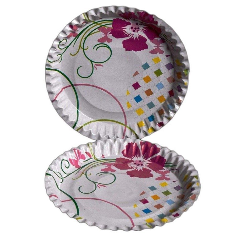 Round Flower Printed Paper Plate