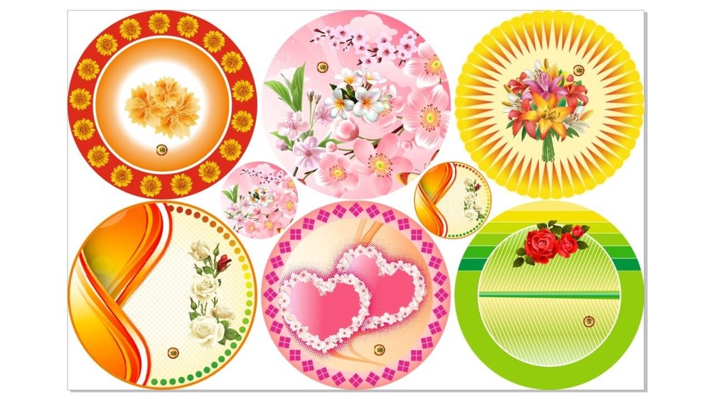 Red Flower Printed Disposable Paper Plate