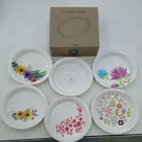 7 inch Round Printed Paper Plate, Paper GSM: 200 Gsm