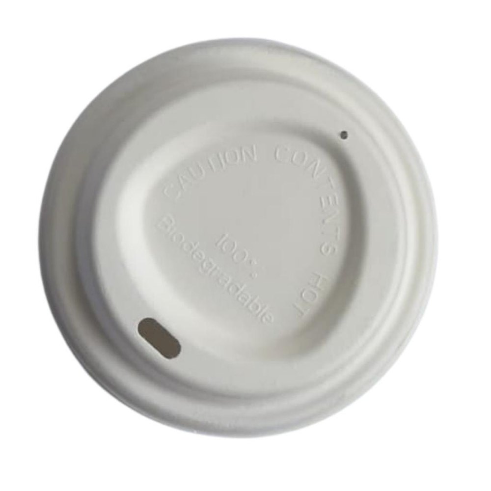 White Round Bagasse Coffee Cup Lid