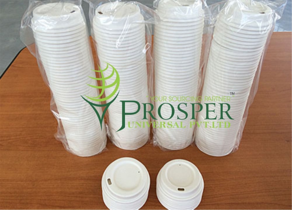 Natural White Round 80mm Bagasse Cup Lid, For Use And Throw