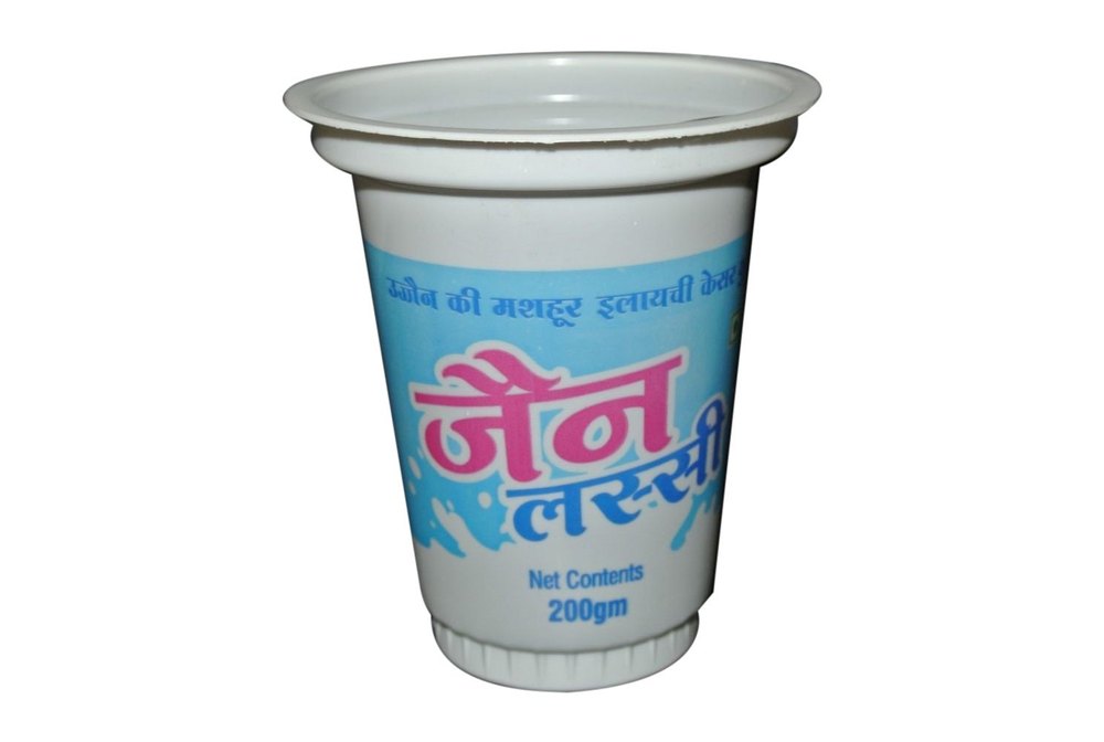White Printed 200g Lassi PP Glass, For Dairy Industry