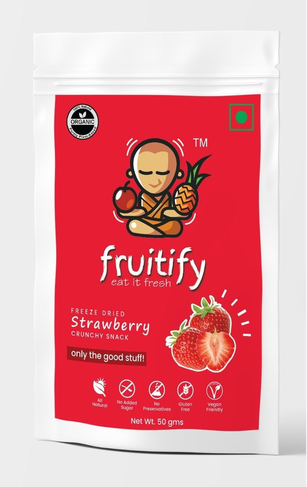 Natural Freeze Dried Strawberry Crunchy Snacks, Packaging Size: 50 gm, Packaging Type: Packet