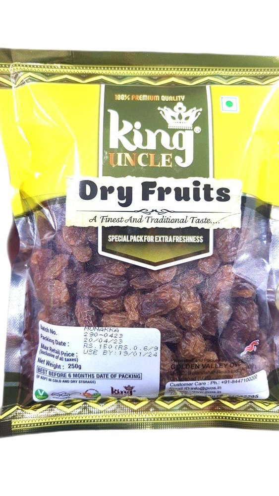 Brown King Uncle Golden Raisin, Packaging Size: 250 Gm
