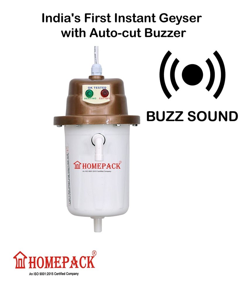 Capacity(Litre): 1 L Homepack Instant Electric Portable Geyser, White, 8bar