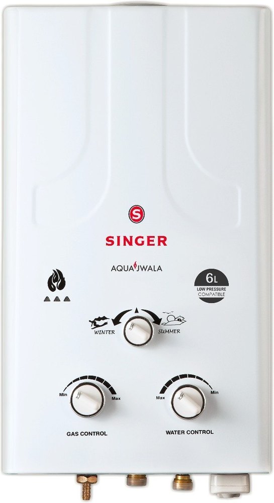 SINGER Gas Geyser 6 Ltr, White