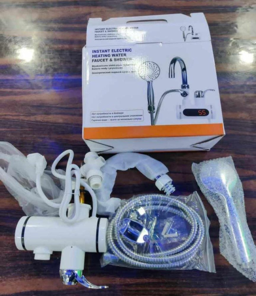 Instant Electric Heating Water Faucet and Shower, Silver