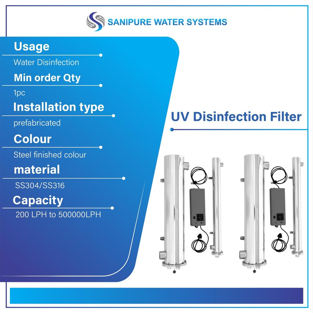 Sanipure Steel UV Disinfection System, Capacity: 2, 500 Lph, Prefabricated