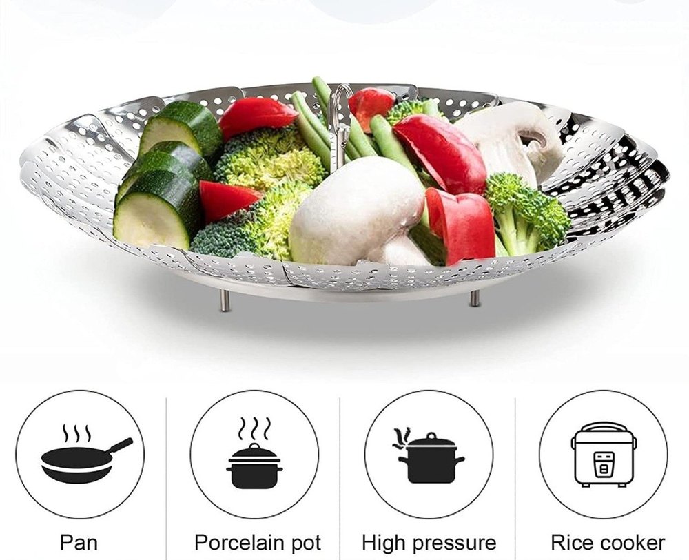 Multicolor Steel Adjustable Vegetable Steamer