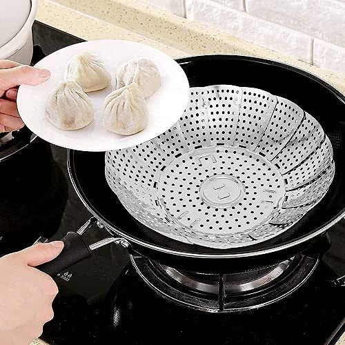 Stainless Steel Food ST Foldable Vegetable Steamer, For Home, Size/Dimension: 16inch