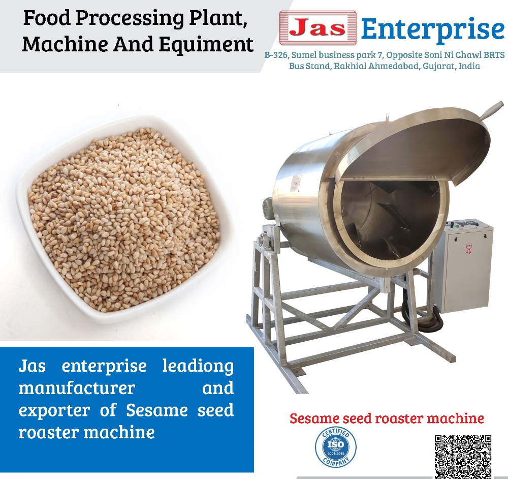 Sesame Roaster Machine, For Commercial, Capacity: 20-1000 kg/Hr