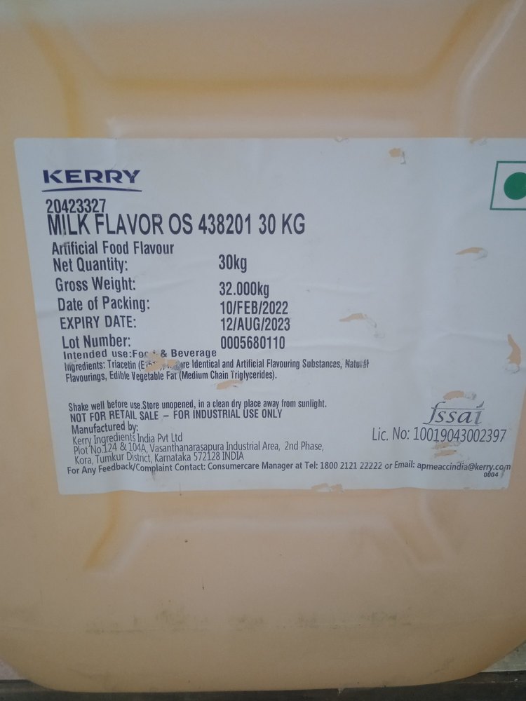 Milk Flavour Os 30 Kg, For Dairy/ Bakery / Confectionary, Packaging Type: Can