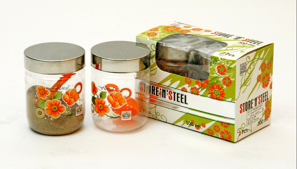 Plastic Transparent 300 ml Store N Steel Lid Pet Jar, Packaging Type: Box