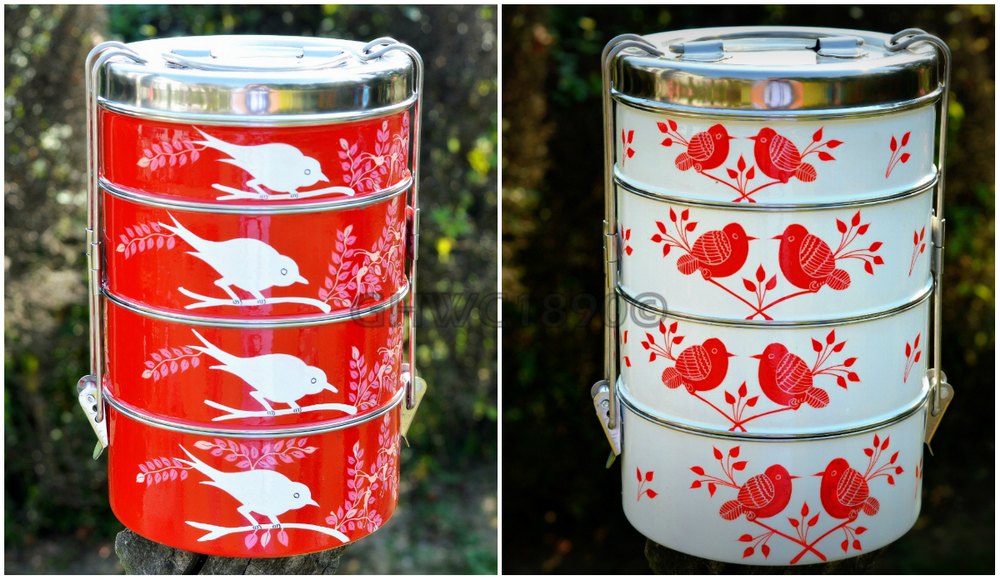 Stainless Steel Hand Painted Tiffins, Capacity: Assorted, 3 Tier, 4 Tier