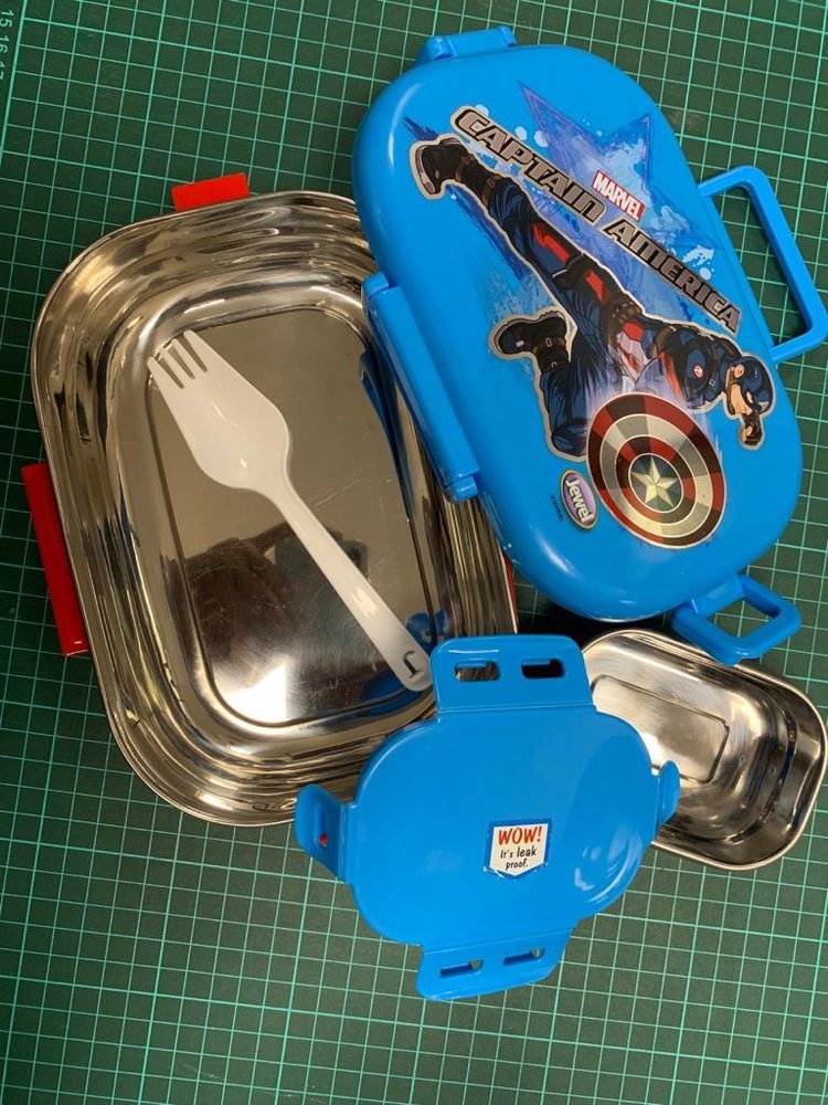 Anax Blue Steel Kids Lunch Boxes, For School