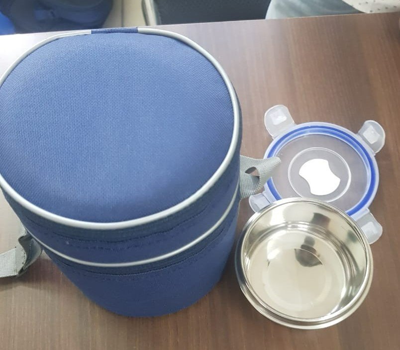 Mehar Silver 4 Container Tiffin with Pouch, For Office