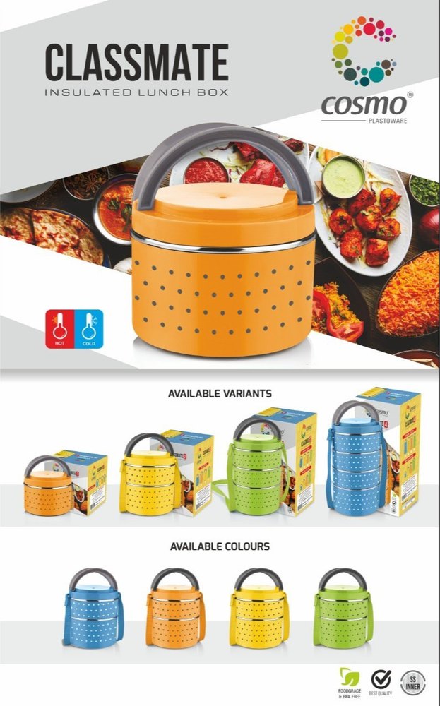 Plastic Insulated Lunch Box, 400 mL
