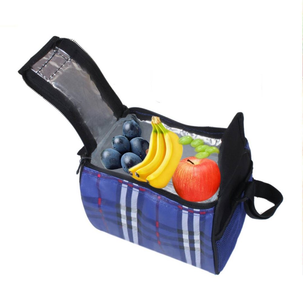 4 Container Lunchbox Plastic Topware Travel Fruits Insulated Check Blue Bag, For Office, Capacity: 1400 ml