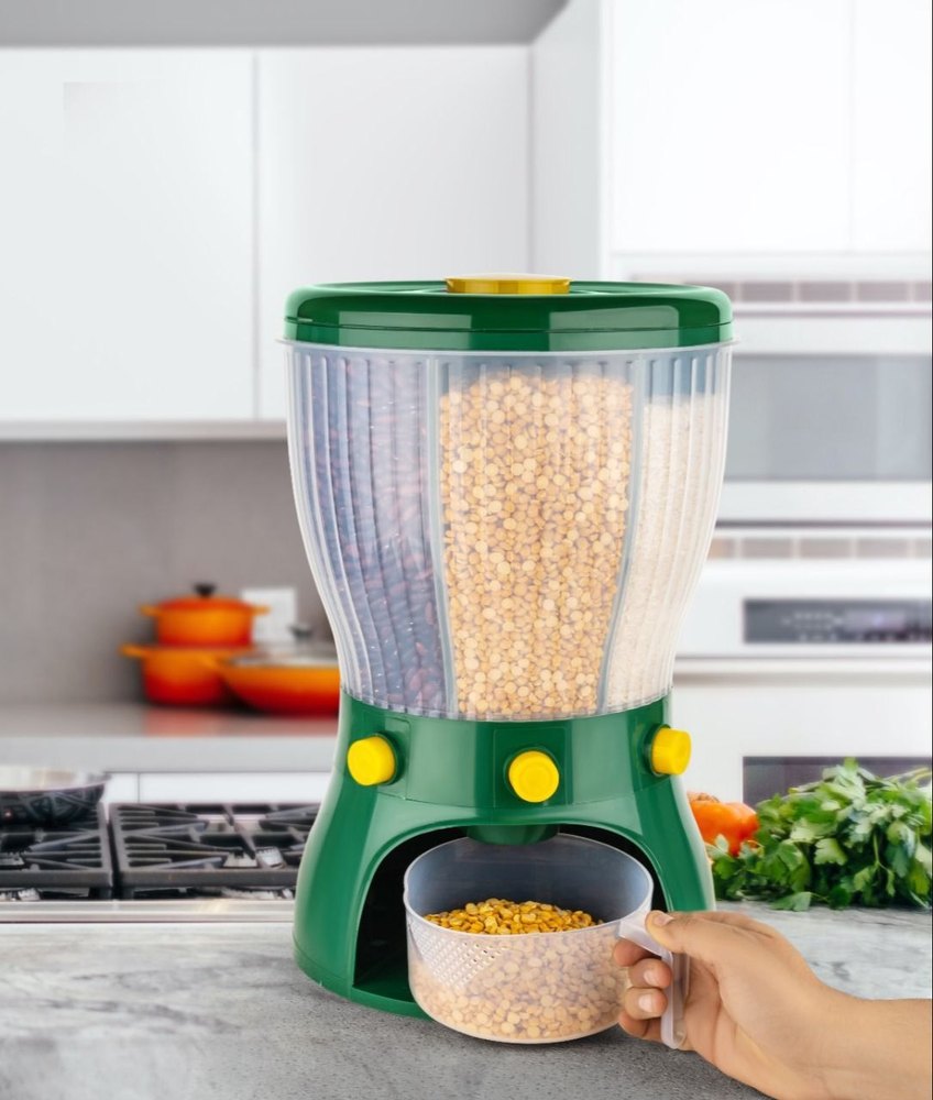 360 Degree Rotation Cereal Dry Food Rice Grain Storage Dispenser Box , 4 Rotating Rice Bucket