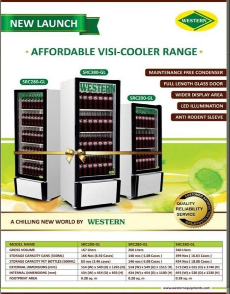 Western Metal Glass Door Refrigerator, 2 To 8, Capacity: 160 Ltrs