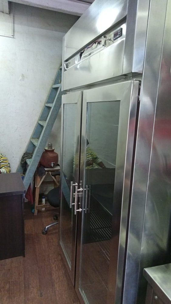 Full ss body Glass Double Door Refrigerator