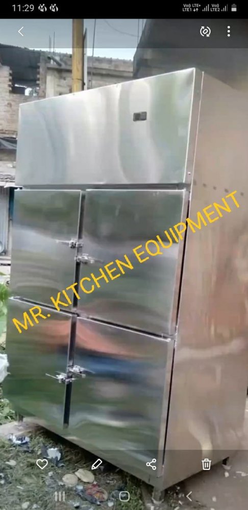 Silver Auto Stainless Steel 4 Door Refrigerator, Capacity: 1000