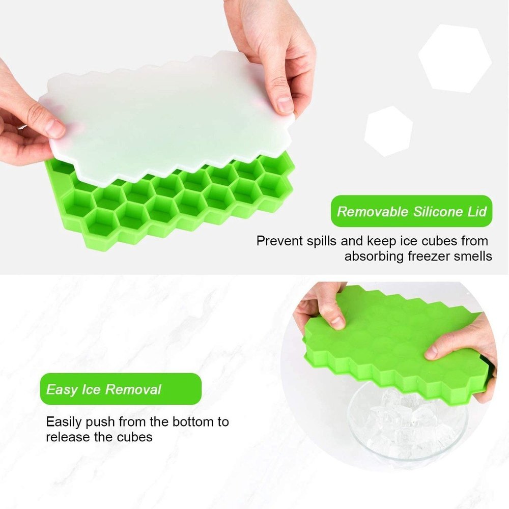 Standard SILICON Honeycomb Ice Cube Tray With Lid, Packaging Type: Box