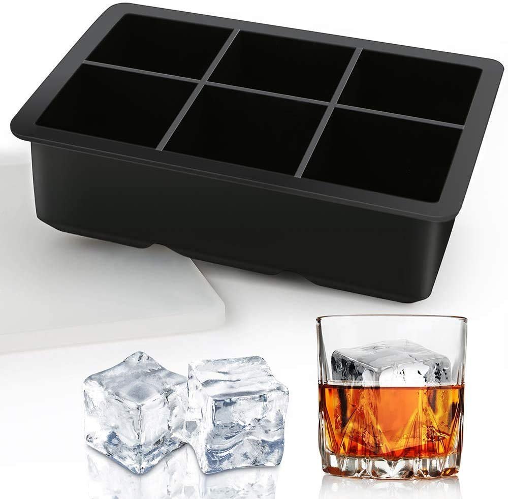 6 Ice Cube Tray Silicone Ice Maker Mold For Cold Drinks, Whiskey
