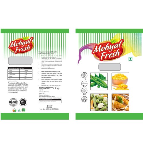 Mohyal Fresh A Grade 1kg Frozen Green Peas, Packet, Iqf