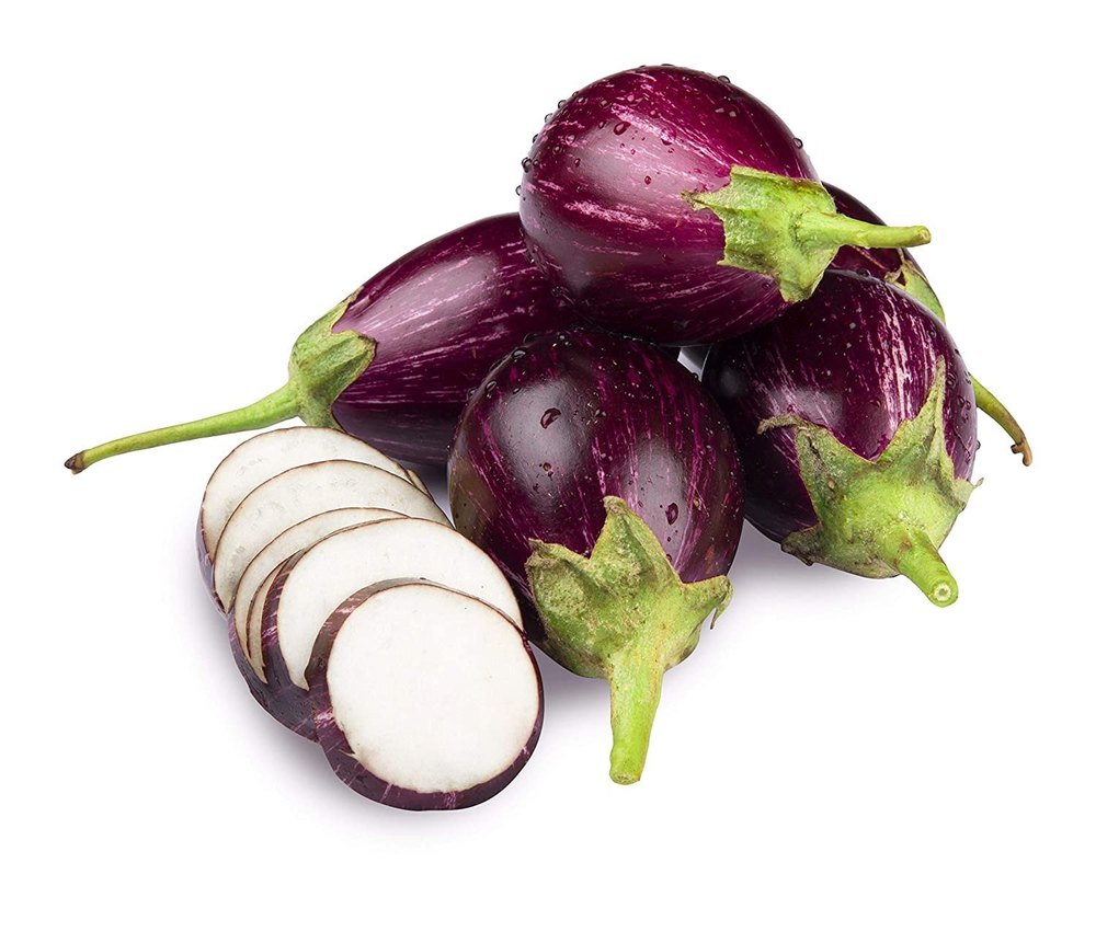 A Grade Voilet & Green Fresh Organic Brinjal, Loose, Pesticide Free (for Raw Products)