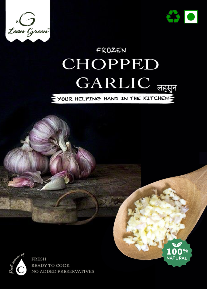 Lean Green White Frozen Chopped Garlic, Packaging Size: 250 gram, Packaging: pouches