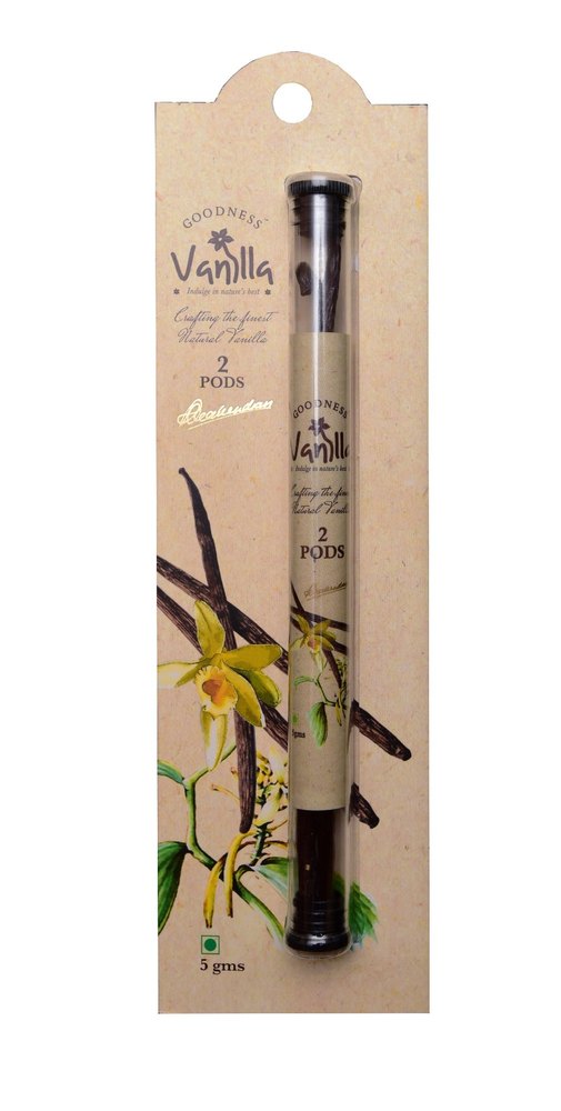 Black Goodness Natural Vanilla 2 Pods Tube, A Grade, Packaging Size: 5g