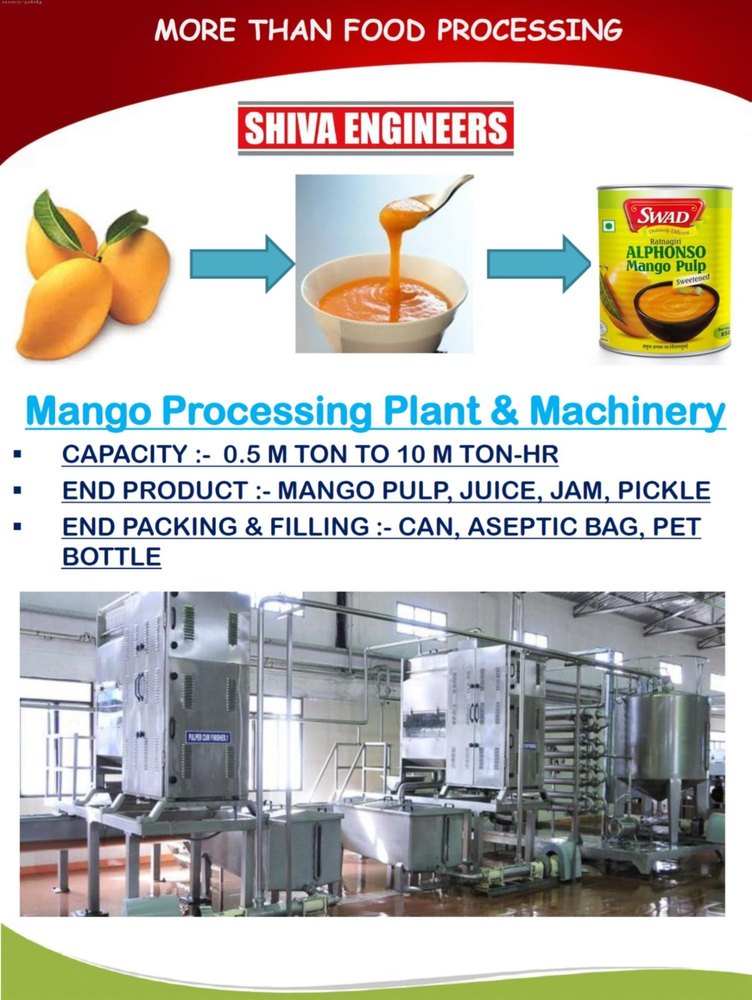 Stainless Steel Mango Processing Machinery, Capacity: 500 Kg-hr To 15000 Kg-hr