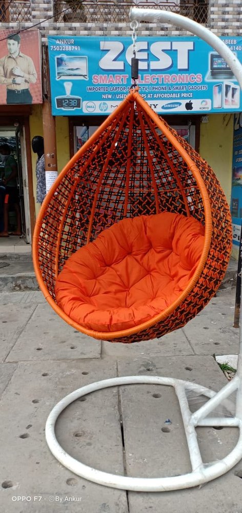 Modern Orange Hanging Wicker Swing Chair, Seating Capacity: 1 Seater