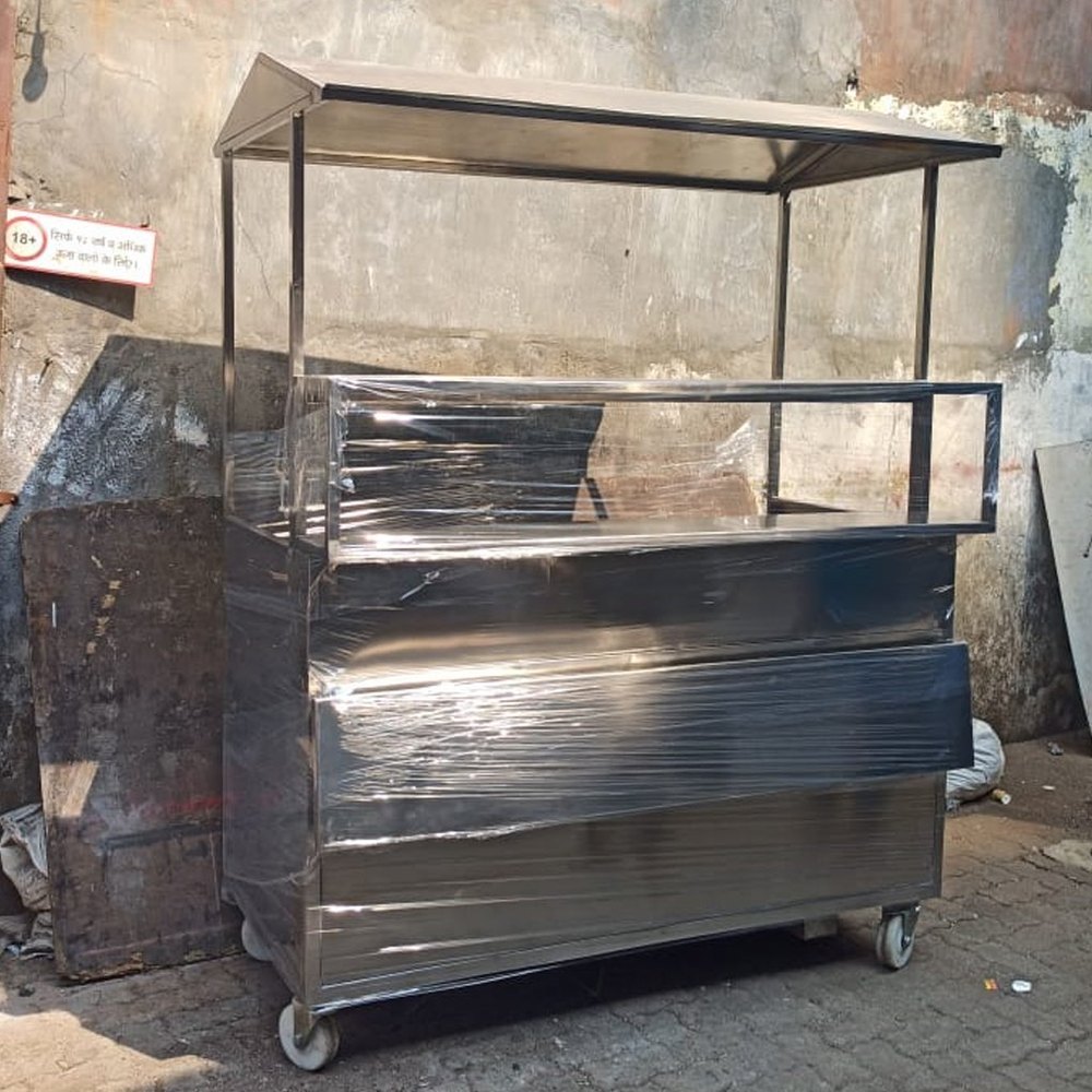 Stainless Steel Paani Puri Counter With Roof, For Restaurant