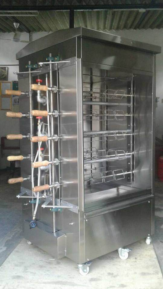 HANUMAN INDUSTRIES Silver SS Chicken Grill Machine - 25BIRDS, For Commercial