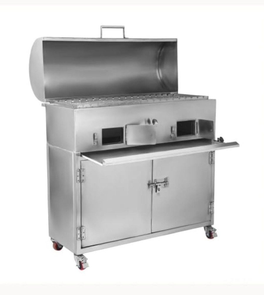 Dynamic enterprise Silver Standing Charcoal Barbecue / Gas Barbecue, For Commercial, Size: 42*26*36