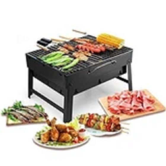 D0126_Folding Barbeque Charcoal Grill Oven (Black, Carbon Steel)