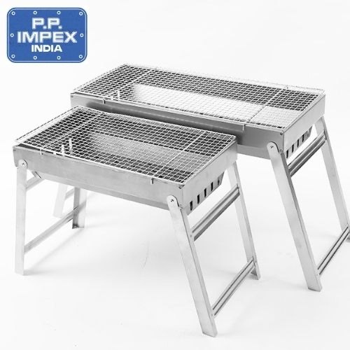 Silver Charcoal Mild Steel Barbecue Grill, For Commercial, Size: 500mm