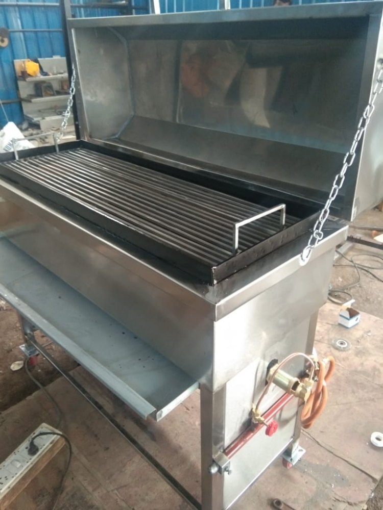 Silver Stainless Steel Commercial Gas BBQ Grill