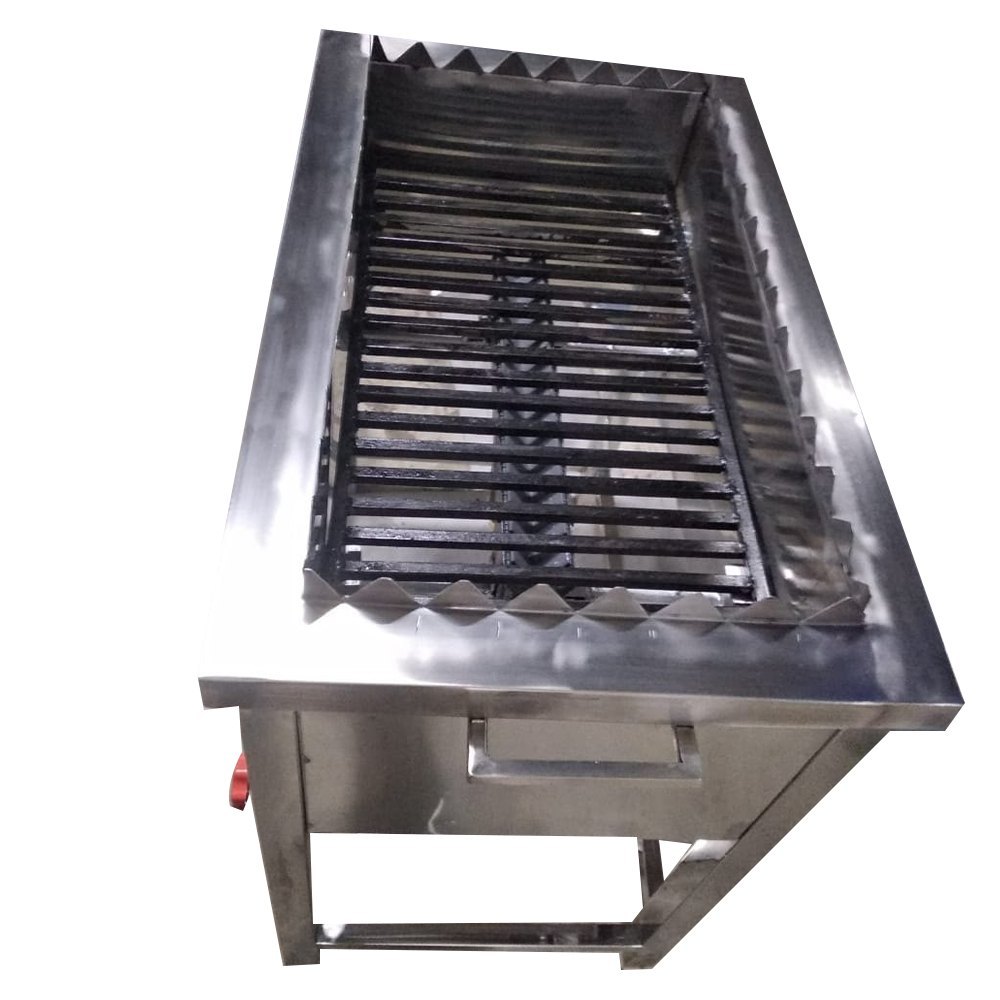 Silver Gas Stainless Steel Commercial Barbeque Grill, For Hotel and Restaurant, Size: 3 X 2x2.5feet