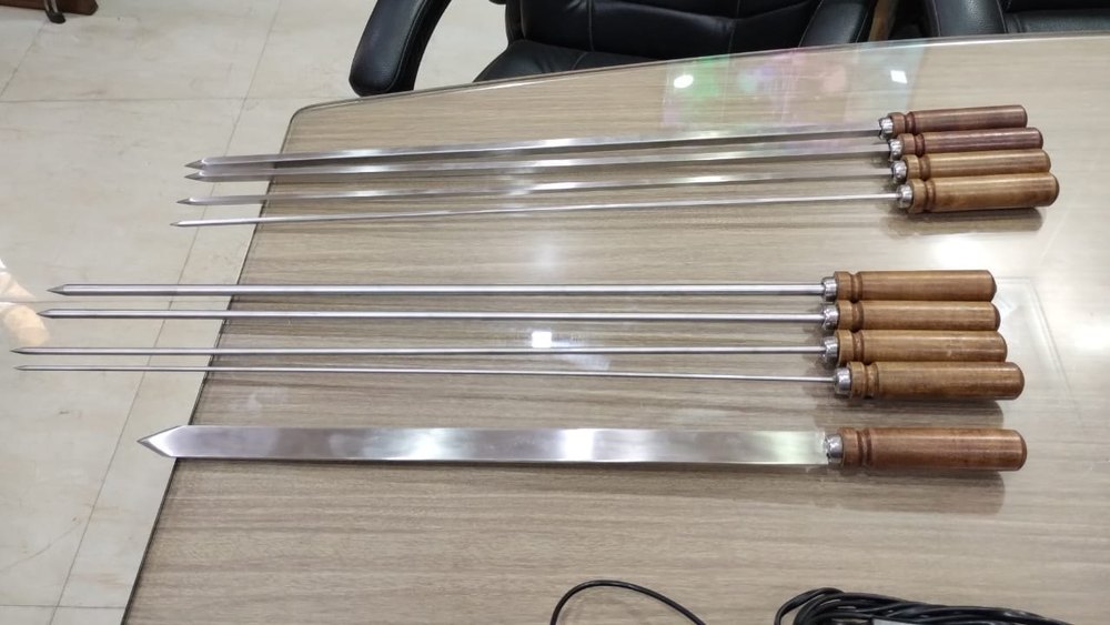 Silver Stainless Steel Skewer Round Rod, Model Name/Number: AAH-SK-1146