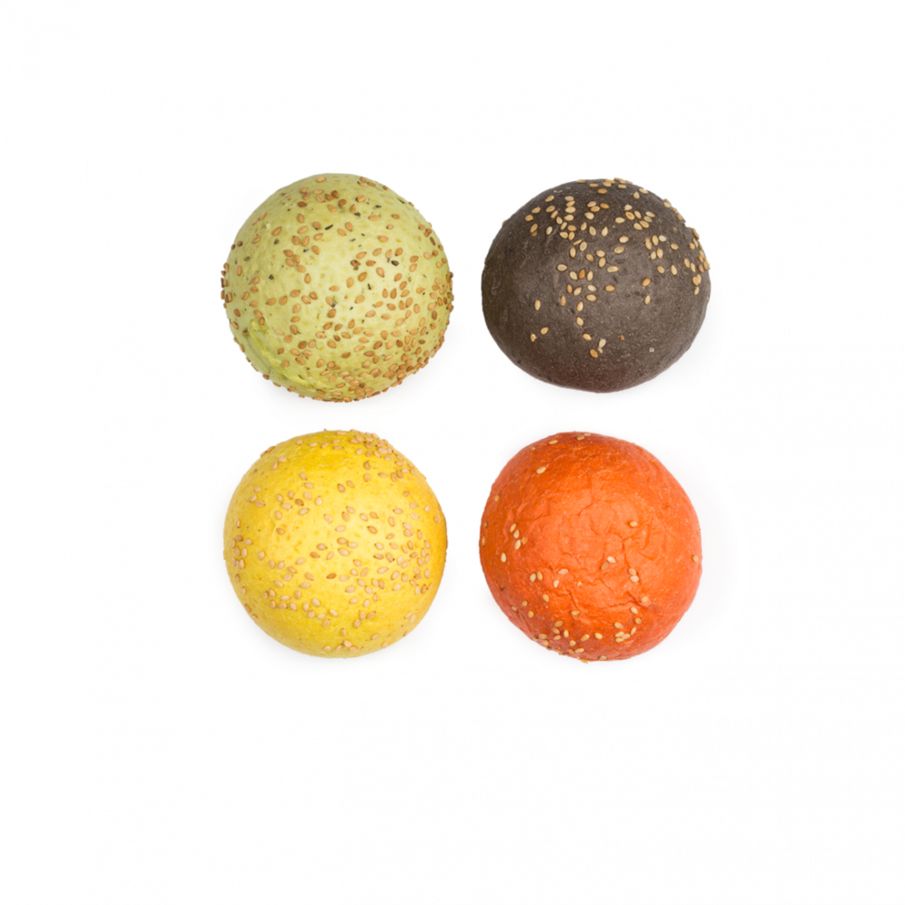 Essential Blends Colourful Burger Buns, For Bakery, Packaging Size: 6pc