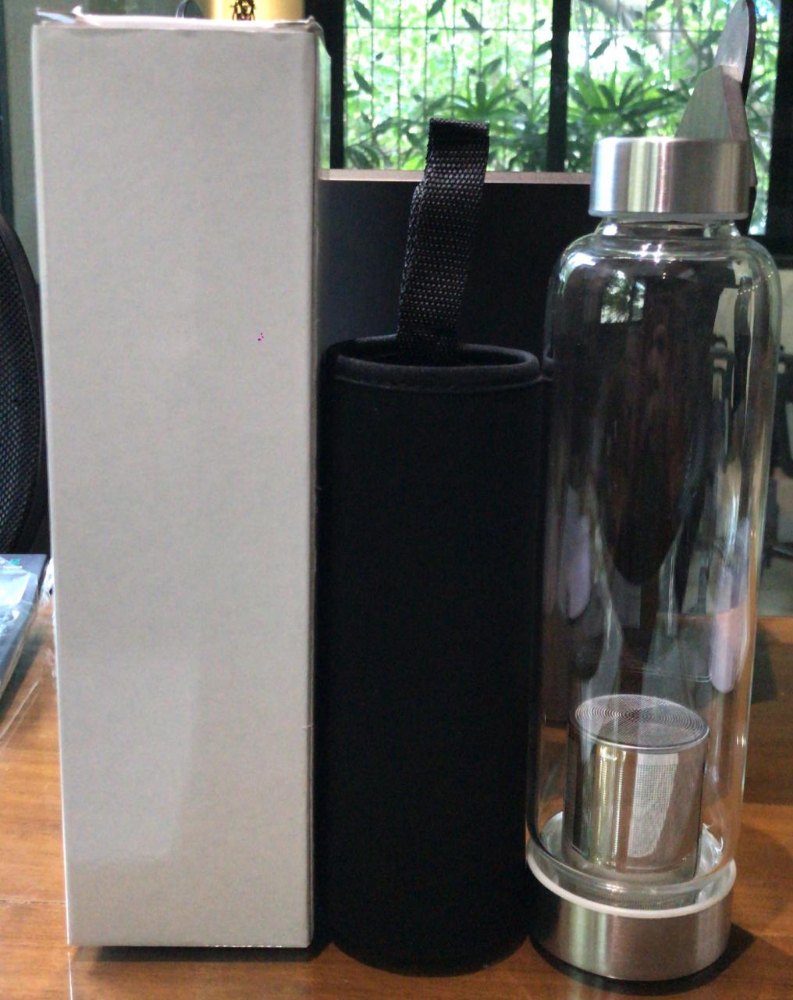 Glass water Bottle With Tea Infuser, Size: 550 ml