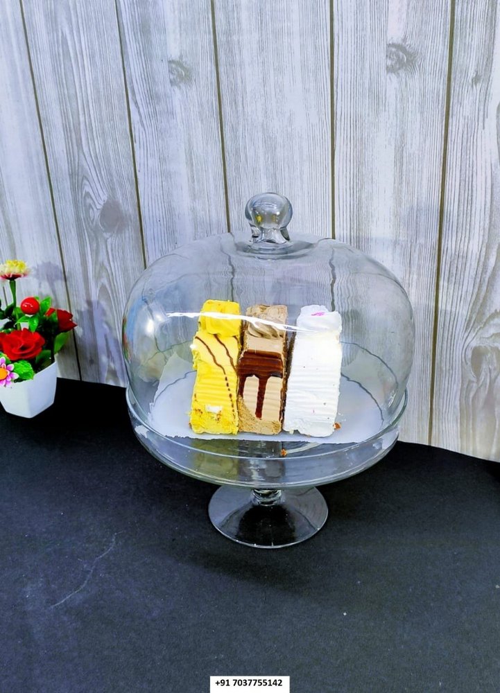 Transparent Glass Cake Pedastal Dome, For Home