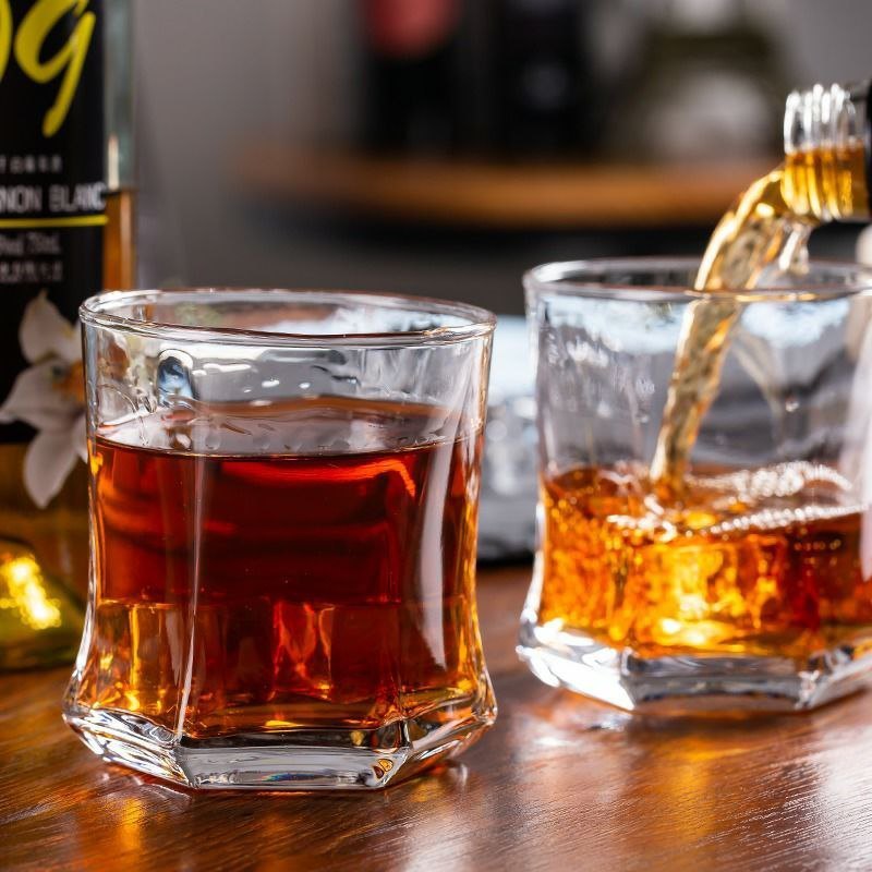 Transparent Hexagon Shaped Glass (Set Of 6), Size: Medium