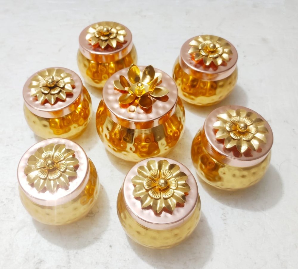 Copper Plating Brass & Copper Metal gifting jar box, For Home, Size: 3.50 X 3.50 Inch